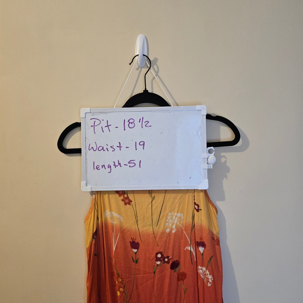 No Boundaries Vintage Floral Ombre Maxi Dress Orange Yellow Sunset Wildflower - Picture 3 of 6
